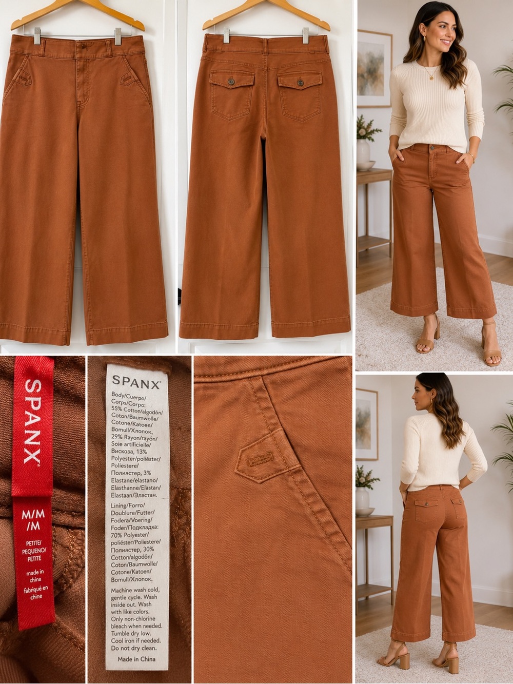 SPANX High-Rise Stretch Pants in Rust